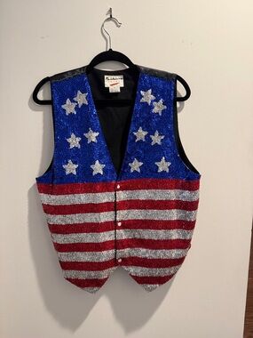 Sequin American Flag Vest - Red, White & Blue